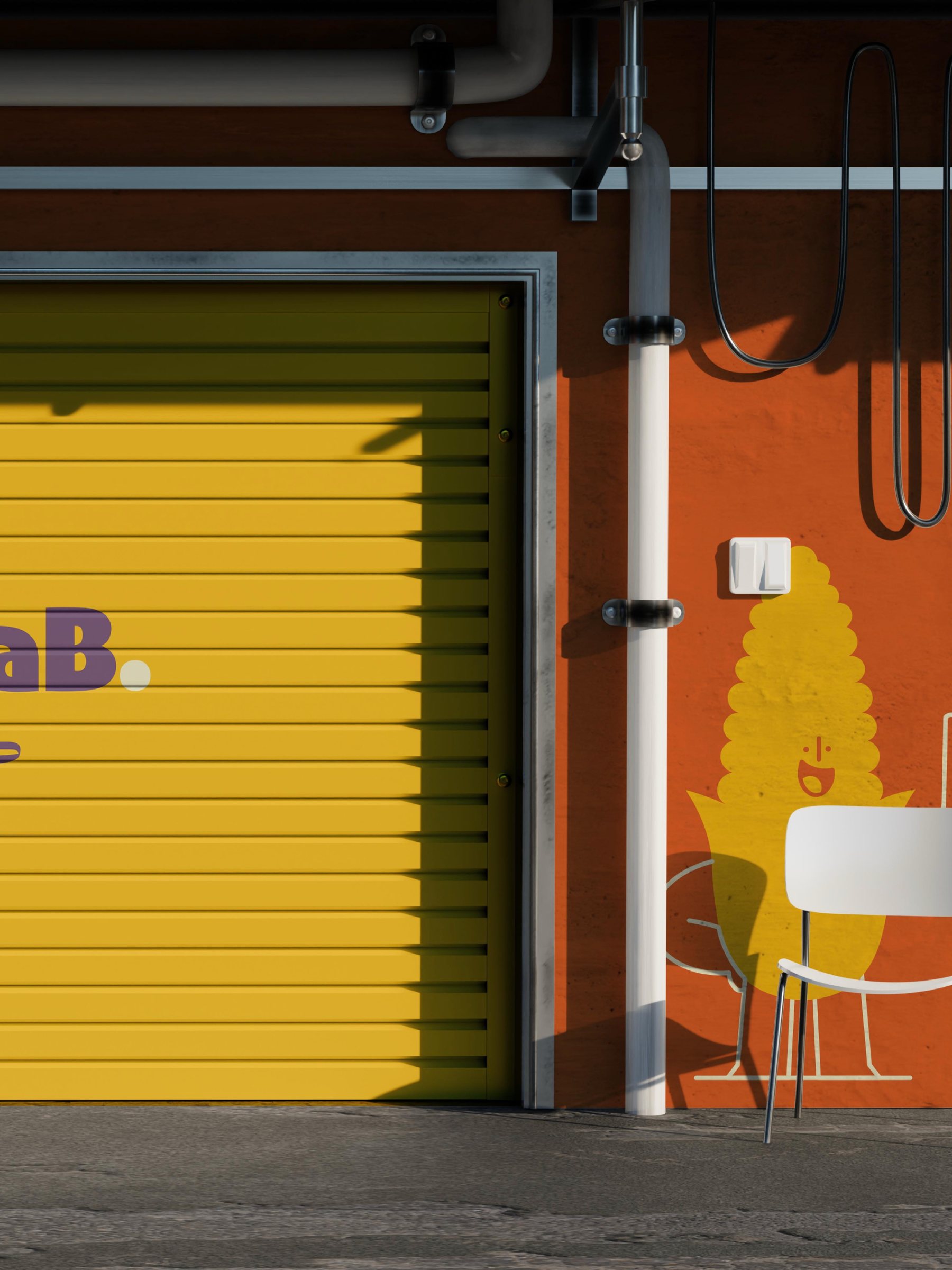 واجهة CornLab الصفراء والبرتقالية بشخصية العرنوس
