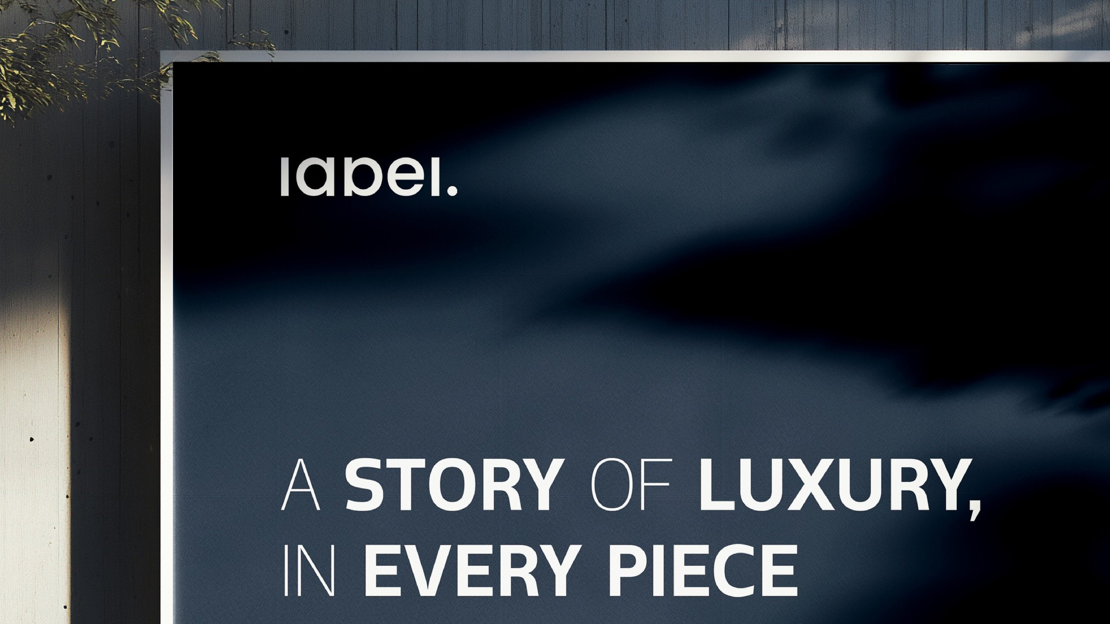 لوحة إعلانية لـ label. بعبارة A story of luxury, in every piece
