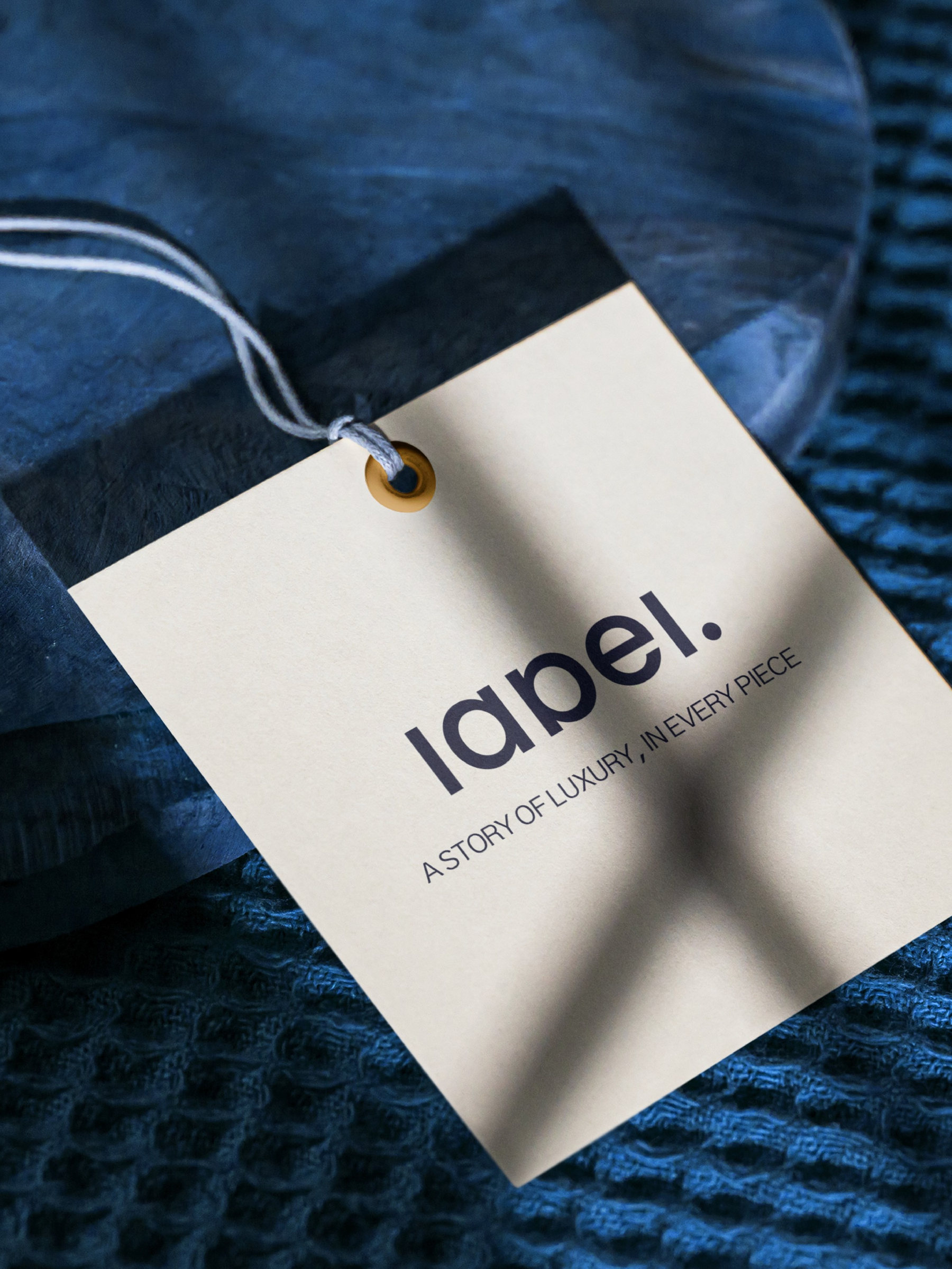 بطاقة سعر label. على قطعة كحلية