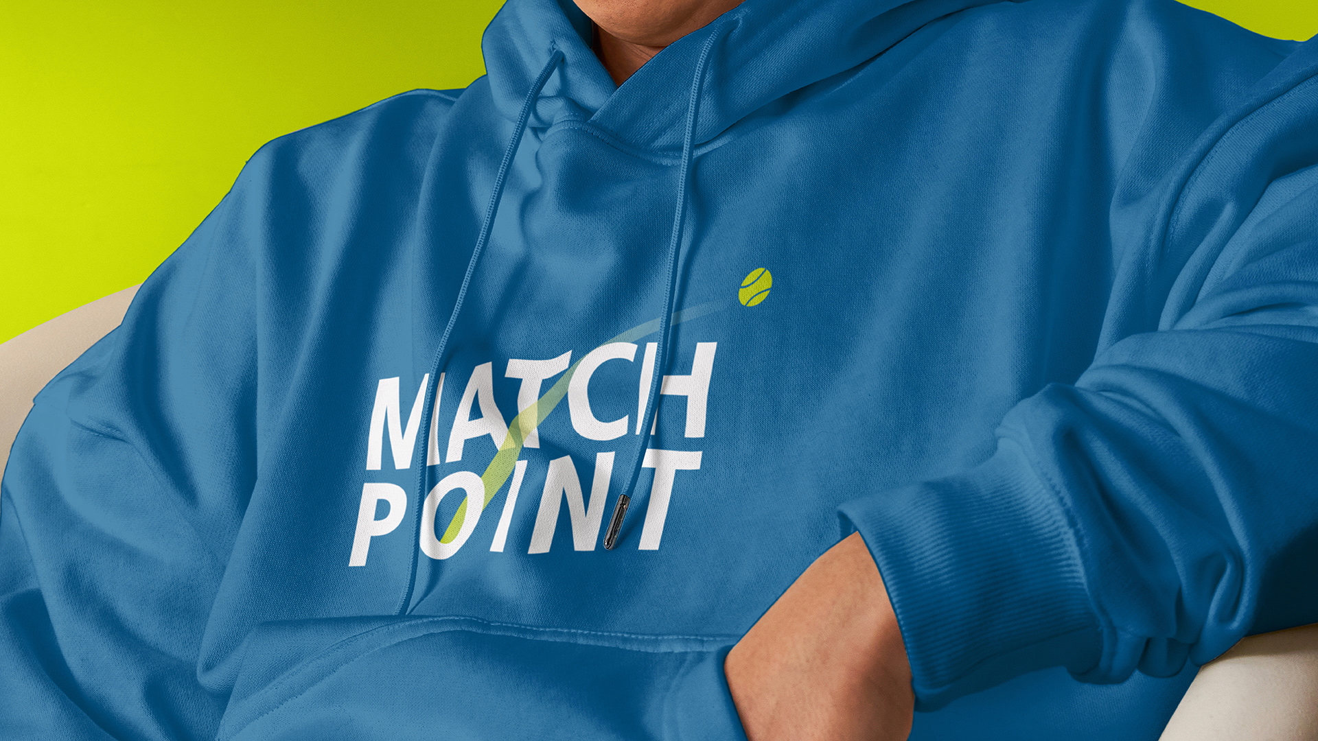 هودي أزرق بشعار Match Point الأبيض